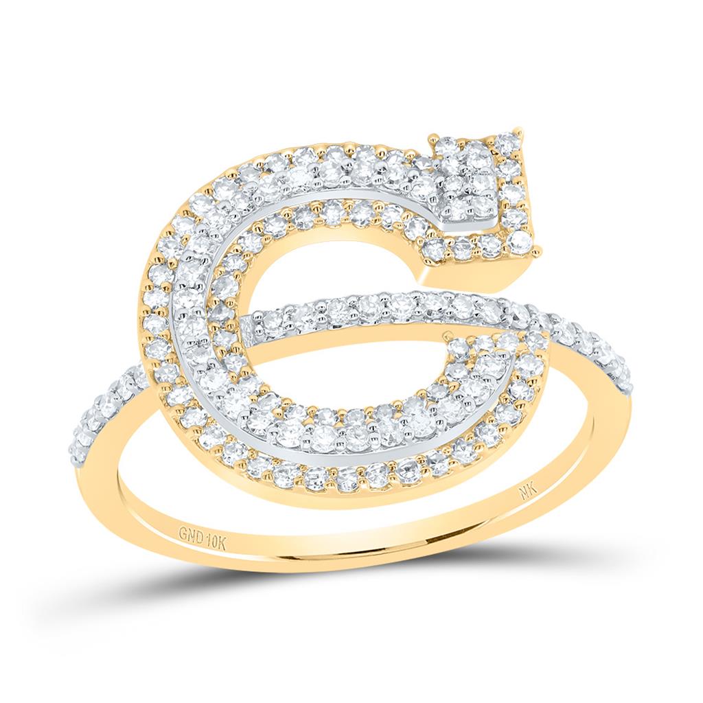 10K Yellow Gold Diamond Fashion Initial Ladies Ring 3/8 to 3/4 Cttw