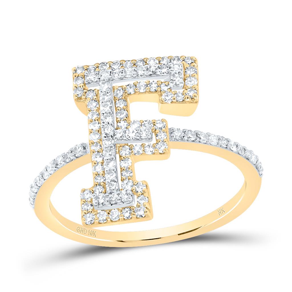 10K Yellow Gold Diamond Fashion Initial Ladies Ring 3/8 to 3/4 Cttw