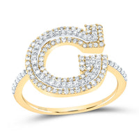 10K Yellow Gold Diamond Fashion Initial Ladies Ring 3/8 to 3/4 Cttw