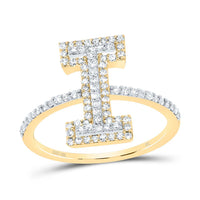 10K Yellow Gold Diamond Fashion Initial Ladies Ring 3/8 to 3/4 Cttw