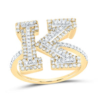 10K Yellow Gold Diamond Fashion Initial Ladies Ring 3/8 to 3/4 Cttw