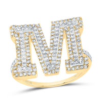 10K Yellow Gold Diamond Fashion Initial Ladies Ring 3/8 to 3/4 Cttw