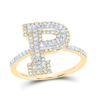 10K Yellow Gold Diamond Fashion Initial Ladies Ring 3/8 to 3/4 Cttw