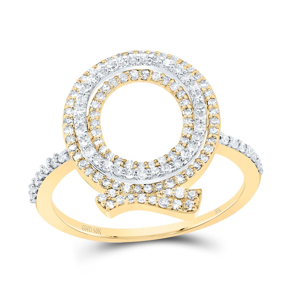 10K Yellow Gold Diamond Fashion Initial Ladies Ring 3/8 to 3/4 Cttw
