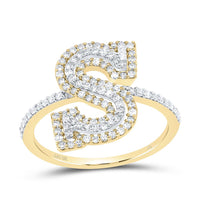 10K Yellow Gold Diamond Fashion Initial Ladies Ring 3/8 to 3/4 Cttw