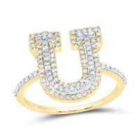 10K Yellow Gold Diamond Fashion Initial Ladies Ring 3/8 to 3/4 Cttw