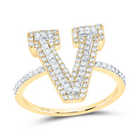 10K Yellow Gold Diamond Fashion Initial Ladies Ring 3/8 to 3/4 Cttw