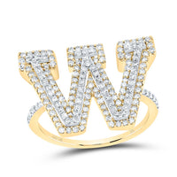 10K Yellow Gold Diamond Fashion Initial Ladies Ring 3/8 to 3/4 Cttw