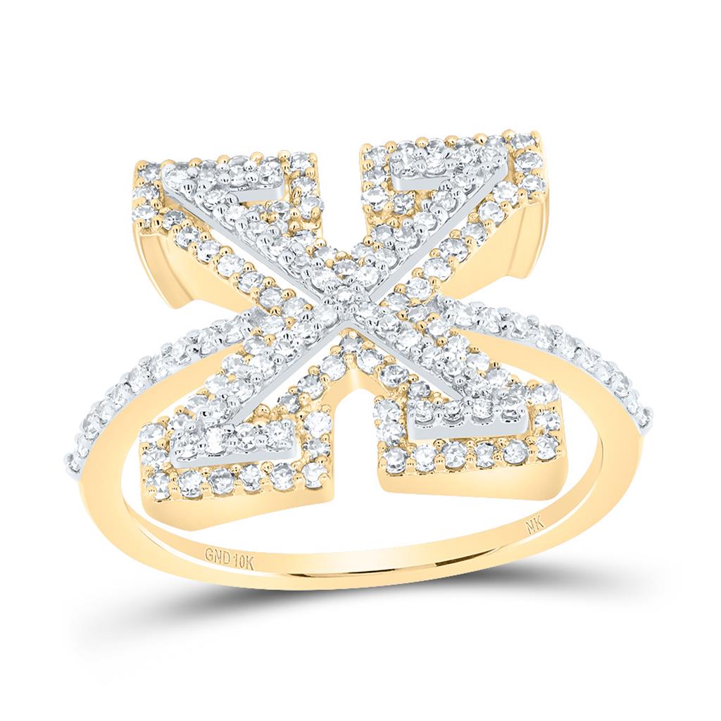 10K Yellow Gold Diamond Fashion Initial Ladies Ring 3/8 to 3/4 Cttw