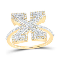 10K Yellow Gold Diamond Fashion Initial Ladies Ring 3/8 to 3/4 Cttw