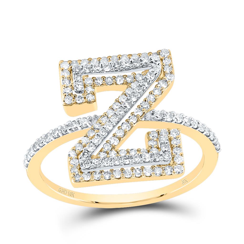 10K Yellow Gold Diamond Fashion Initial Ladies Ring 3/8 to 3/4 Cttw