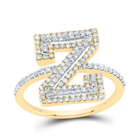 10K Yellow Gold Diamond Fashion Initial Ladies Ring 3/8 to 3/4 Cttw