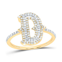 10K Yellow Gold Diamond Fashion Initial Ladies Ring 1/3 to 5/8 Cttw