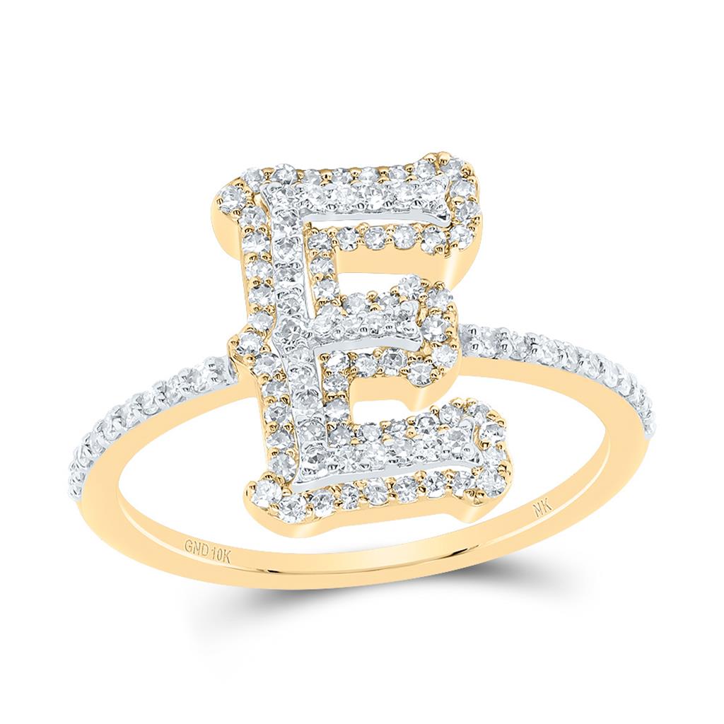 10K Yellow Gold Diamond Fashion Initial Ladies Ring 1/3 to 5/8 Cttw