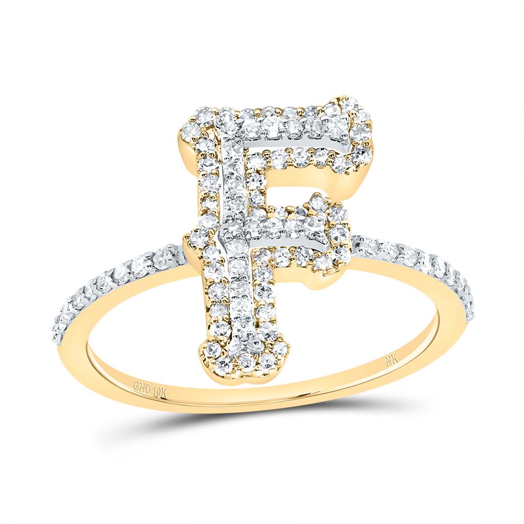 10K Yellow Gold Diamond Fashion Initial Ladies Ring 1/3 to 5/8 Cttw