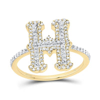 10K Yellow Gold Diamond Fashion Initial Ladies Ring 1/3 to 5/8 Cttw