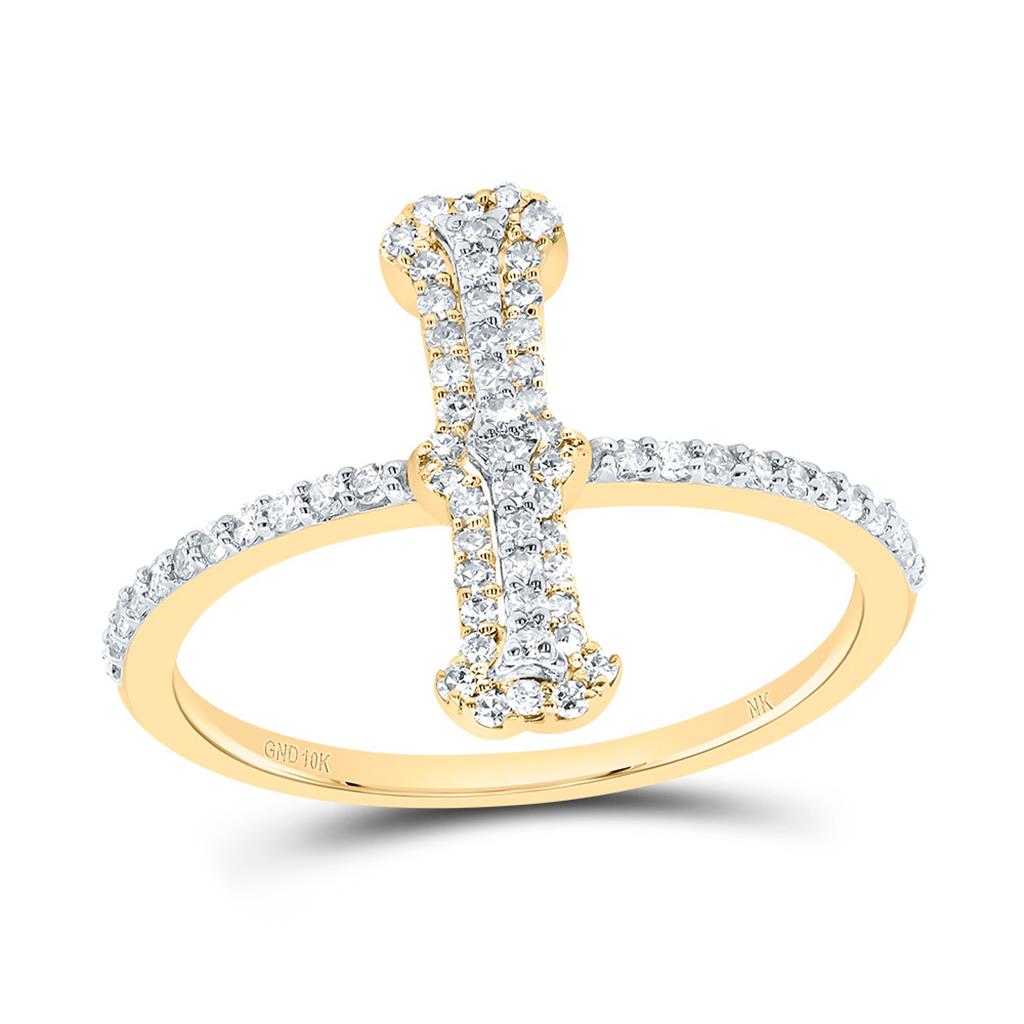 10K Yellow Gold Diamond Fashion Initial Ladies Ring 1/3 to 5/8 Cttw