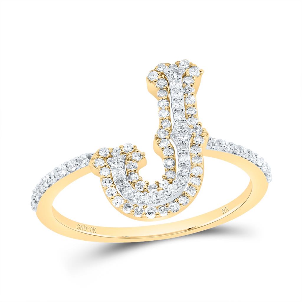 10K Yellow Gold Diamond Fashion Initial Ladies Ring 1/3 to 5/8 Cttw