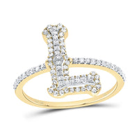 10K Yellow Gold Diamond Fashion Initial Ladies Ring 1/3 to 5/8 Cttw