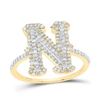 10K Yellow Gold Diamond Fashion Initial Ladies Ring 1/3 to 5/8 Cttw