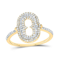 10K Yellow Gold Diamond Fashion Initial Ladies Ring 1/3 to 5/8 Cttw