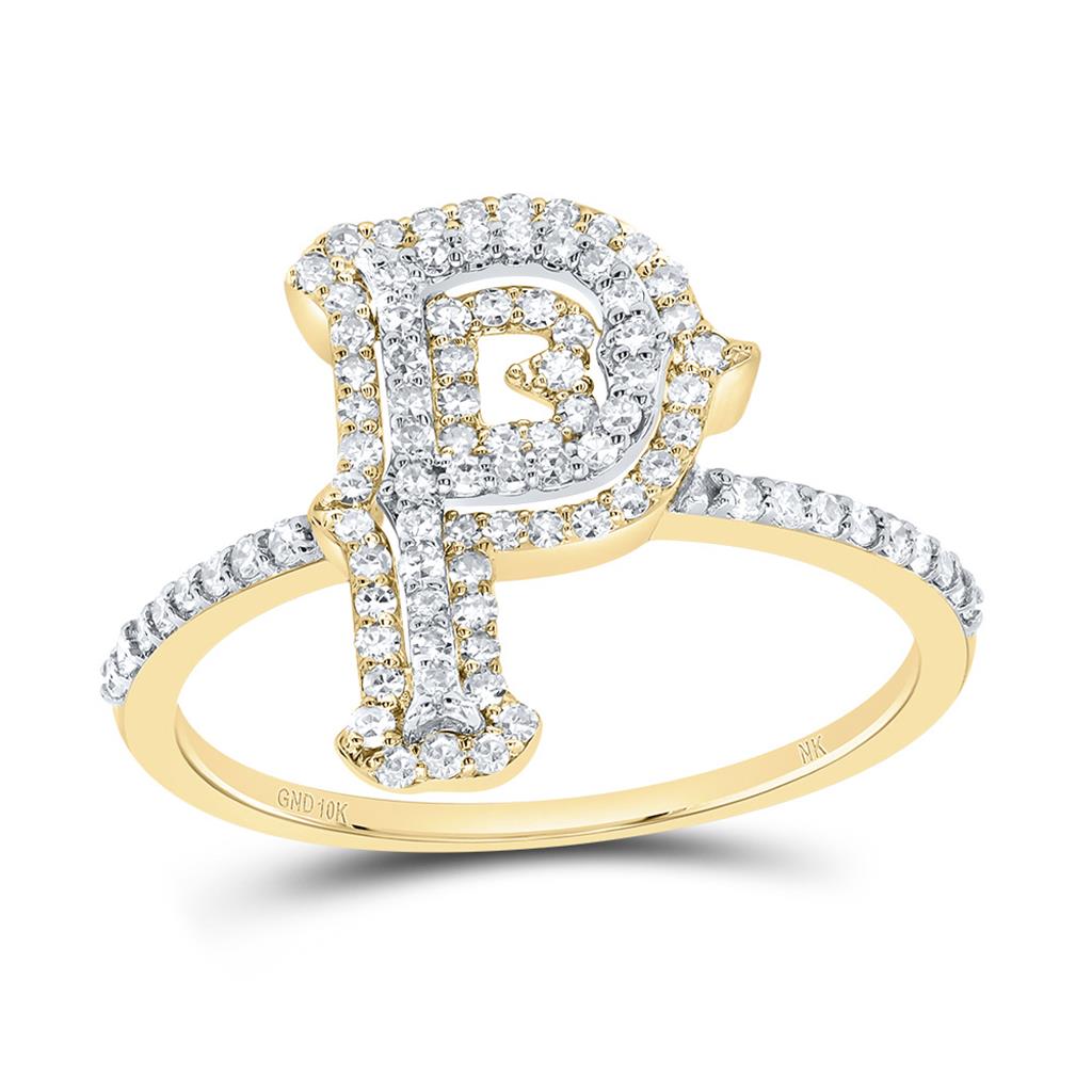 10K Yellow Gold Diamond Fashion Initial Ladies Ring 1/3 to 5/8 Cttw