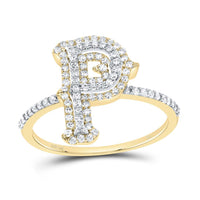 10K Yellow Gold Diamond Fashion Initial Ladies Ring 1/3 to 5/8 Cttw