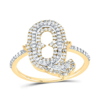 10K Yellow Gold Diamond Fashion Initial Ladies Ring 1/3 to 5/8 Cttw