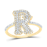 10K Yellow Gold Diamond Fashion Initial Ladies Ring 1/3 to 5/8 Cttw