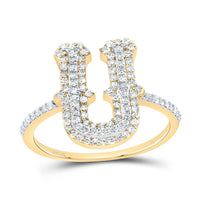 10K Yellow Gold Diamond Fashion Initial Ladies Ring 1/3 to 5/8 Cttw