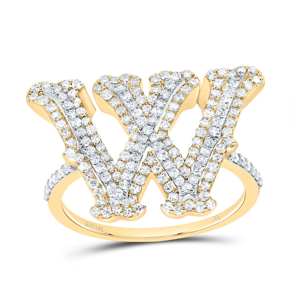 10K Yellow Gold Diamond Fashion Initial Ladies Ring 1/3 to 5/8 Cttw