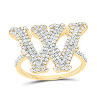 10K Yellow Gold Diamond Fashion Initial Ladies Ring 1/3 to 5/8 Cttw
