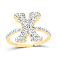 10K Yellow Gold Diamond Fashion Initial Ladies Ring 1/3 to 5/8 Cttw