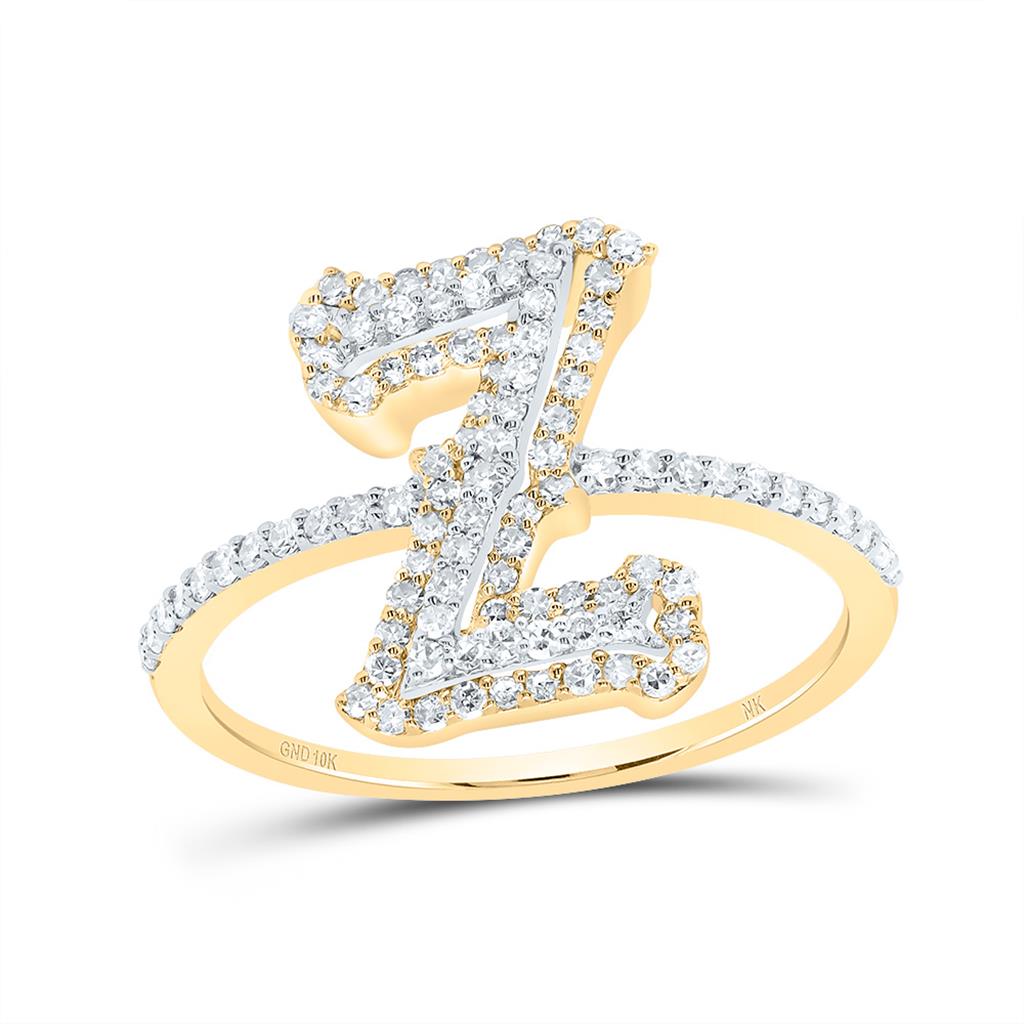 10K Yellow Gold Diamond Fashion Initial Ladies Ring 1/3 to 5/8 Cttw