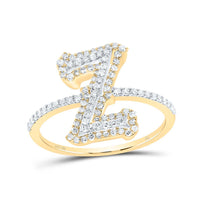 10K Yellow Gold Diamond Fashion Initial Ladies Ring 1/3 to 5/8 Cttw