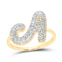 10K Yellow Gold Diamond Fashion Initial Ladies Ring 1/4 to 1/2 Cttw