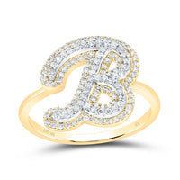 10K Yellow Gold Diamond Fashion Initial Ladies Ring 1/4 to 1/2 Cttw