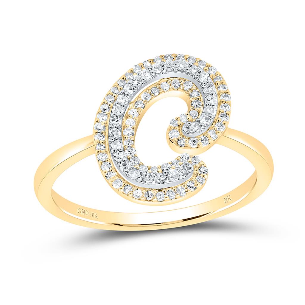 10K Yellow Gold Diamond Fashion Initial Ladies Ring 1/4 to 1/2 Cttw