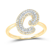 10K Yellow Gold Diamond Fashion Initial Ladies Ring 1/4 to 1/2 Cttw