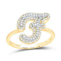 10K Yellow Gold Diamond Fashion Initial Ladies Ring 1/4 to 1/2 Cttw