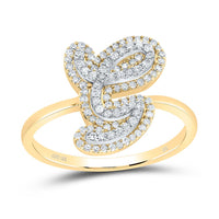 10K Yellow Gold Diamond Fashion Initial Ladies Ring 1/4 to 1/2 Cttw