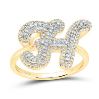 10K Yellow Gold Diamond Fashion Initial Ladies Ring 1/4 to 1/2 Cttw