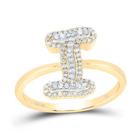10K Yellow Gold Diamond Fashion Initial Ladies Ring 1/4 to 1/2 Cttw