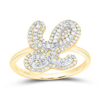 10K Yellow Gold Diamond Fashion Initial Ladies Ring 1/4 to 1/2 Cttw
