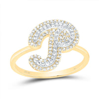 10K Yellow Gold Diamond Fashion Initial Ladies Ring 1/4 to 1/2 Cttw