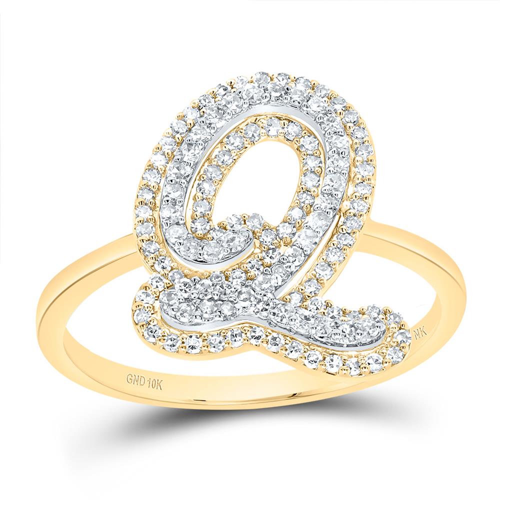 10K Yellow Gold Diamond Fashion Initial Ladies Ring 1/4 to 1/2 Cttw
