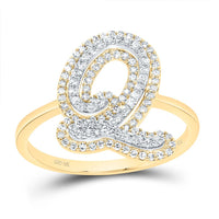 10K Yellow Gold Diamond Fashion Initial Ladies Ring 1/4 to 1/2 Cttw