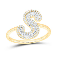 10K Yellow Gold Diamond Fashion Initial Ladies Ring 1/4 to 1/2 Cttw