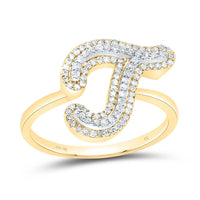 10K Yellow Gold Diamond Fashion Initial Ladies Ring 1/4 to 1/2 Cttw