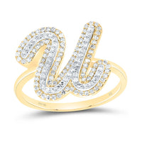 10K Yellow Gold Diamond Fashion Initial Ladies Ring 1/4 to 1/2 Cttw